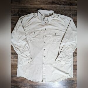 L.L. Bean Safari Button Down with Epaulets. Size XL-Tall in Tan Made in Canada